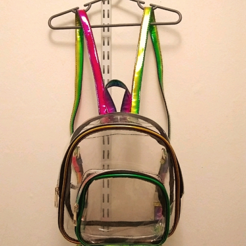 Clear rainbow mini backpack